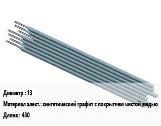 Электрод 13 синтетический графит с покрытием чистой медью L=430